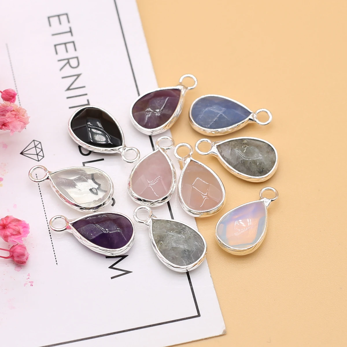 5pcs/lot Natural Agates Pendant Section Mix Colorful Stone Pendant Charms for Women Men Making DIY Jewelry Necklace Accessories