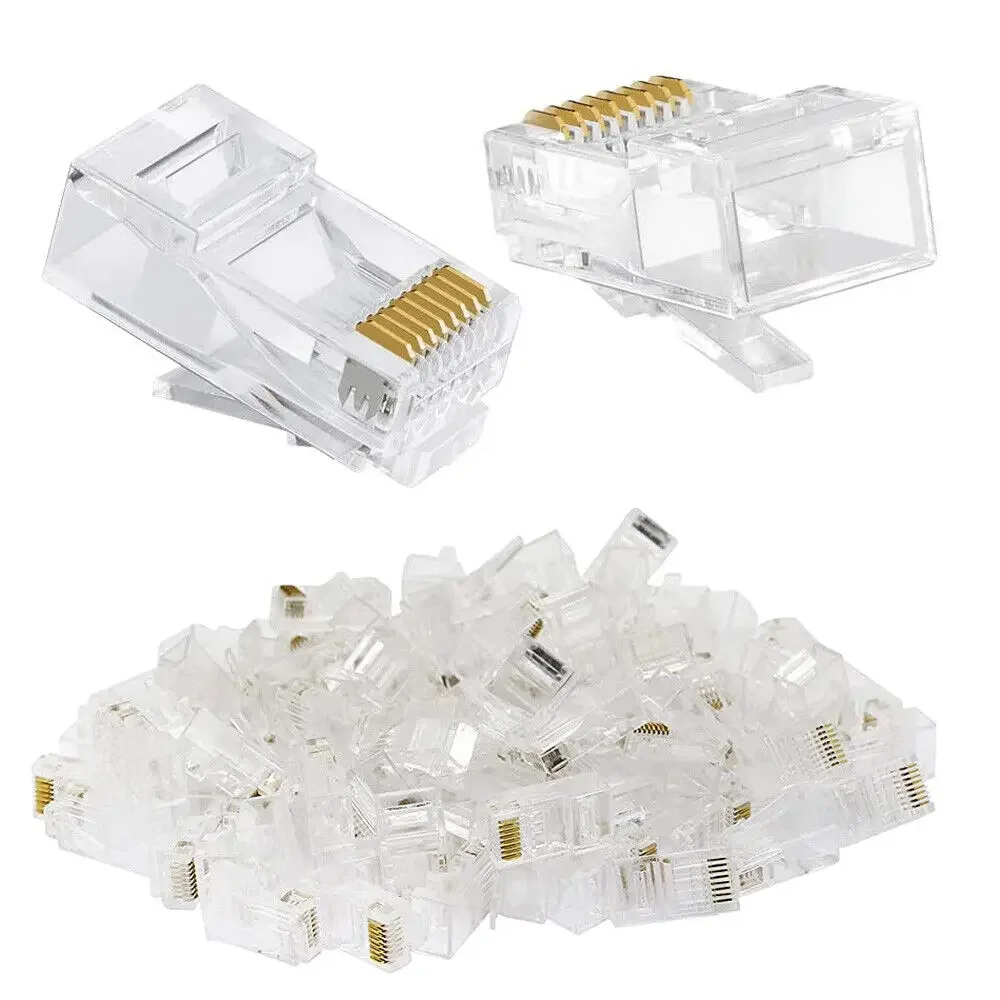 Gold Plated Network Modular Plug Crimper RJ45 Ethernet Cable Head Connector Panel CAT5 LAN Internet Cafes Computers Routers