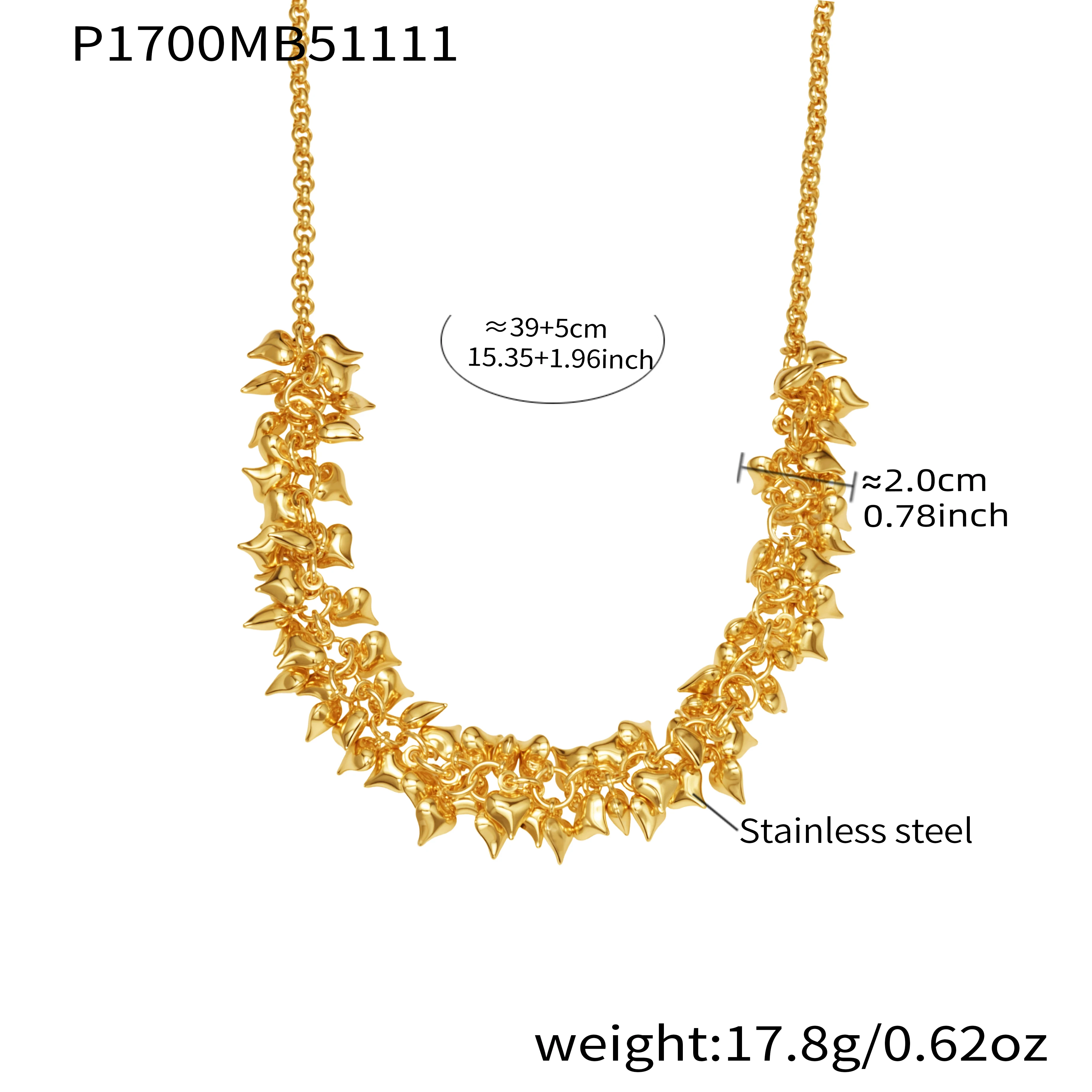 Neue silber-goldene Herz-Quasten-Halskette für Damen, modisch, 316 Edelstahl, vergoldete Kette, Halskette für Damen, wasserdichter Schmuck – Detail 1