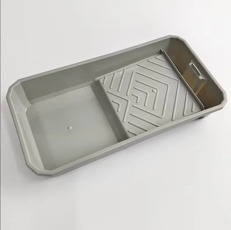Reusable Gray Paint Tray, Sloped Groove & Brush Slot Design, Easy‑to‑Clean, for DIY Wall Painting Home Decoration