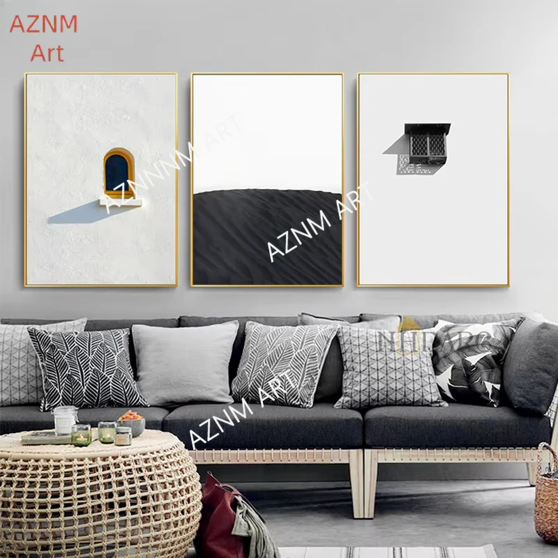 Skandinavische Minimalistische Wandkunst Moderne Schwarz-Weiß Mode Leinwand Ölgemälde Poster Druck Heim Schlafzimmer Wohnzimmer Deko