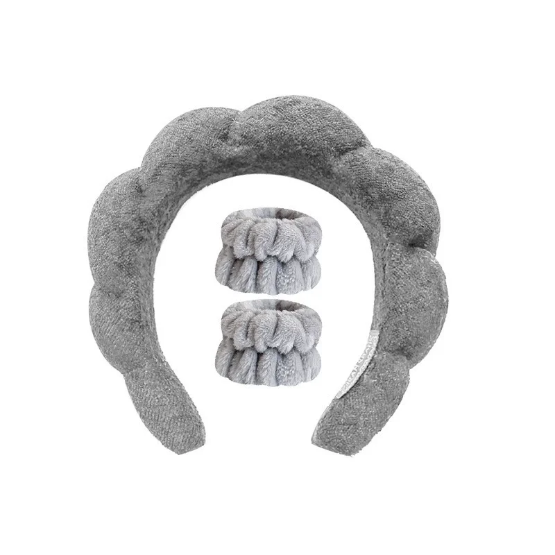 3pcs แฟชั่นไมโครไฟเบอร์ซักผ้าสายรัดข้อมือ Scrunchies PUFFY แถบคาดศีรษะสปา Bubble สําหรับล้างหน้าแต่งหน้าอาบน้ํา Skincare