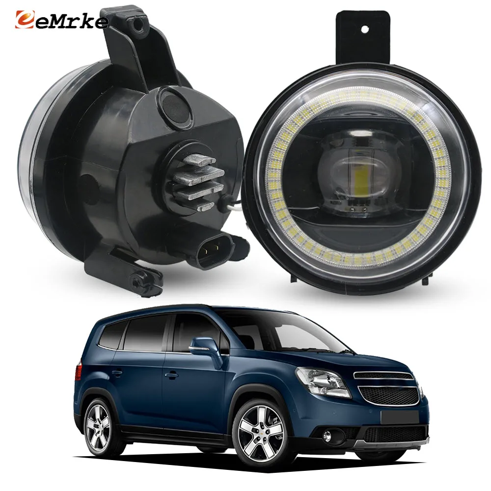 LED Angel Eye Fog Lights for Chevrolet Orlando J309 2010 2011-2016 2017 2018 DRL Daytime Running Lamp PTF W/ Clear Lens White