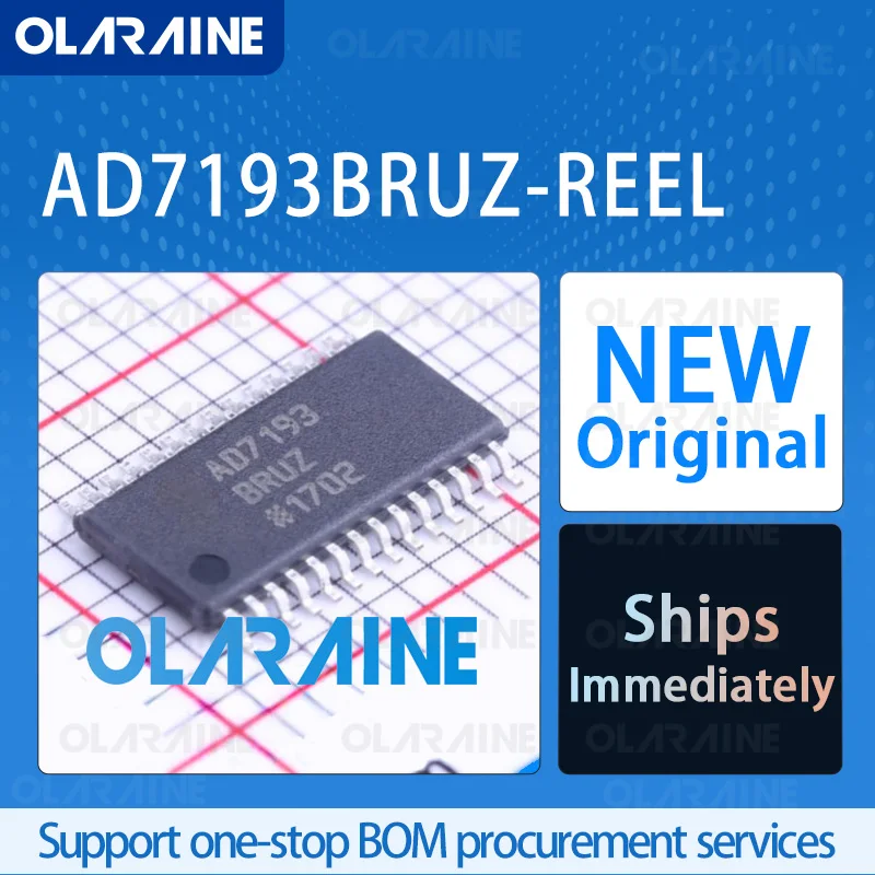 

1/5/10Pcs AD7193BRUZ-REEL TSSOP-28 original ic chip Analog-to-digital converters - ADCs RoHS 8 Channel 3-Wire, SPI 4.8 kS/s