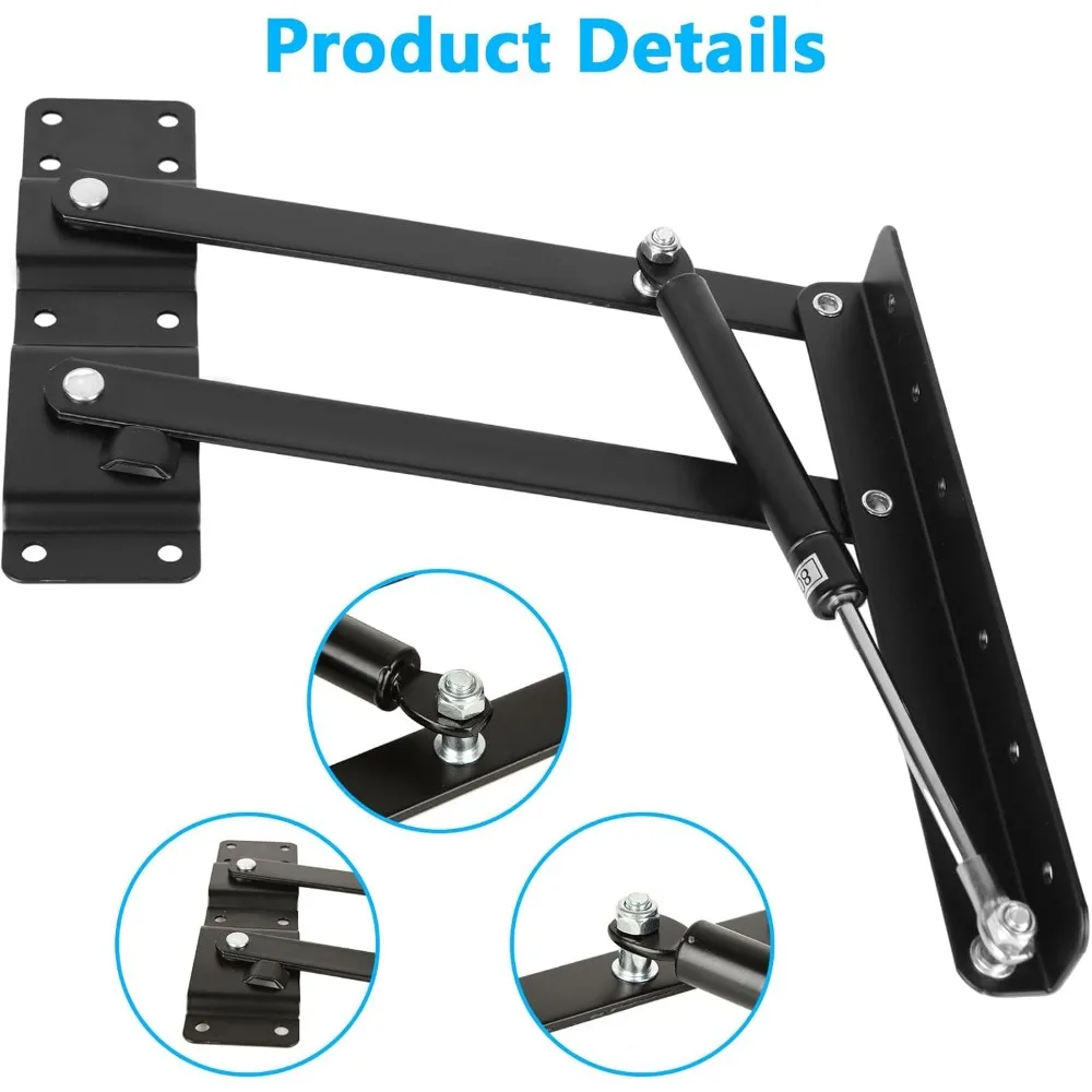 2 PCS Hydraulic Lift Top Coffee Table Frame Hardware - Gas Spring Hinges for Folding Desk Lifting Mechanism