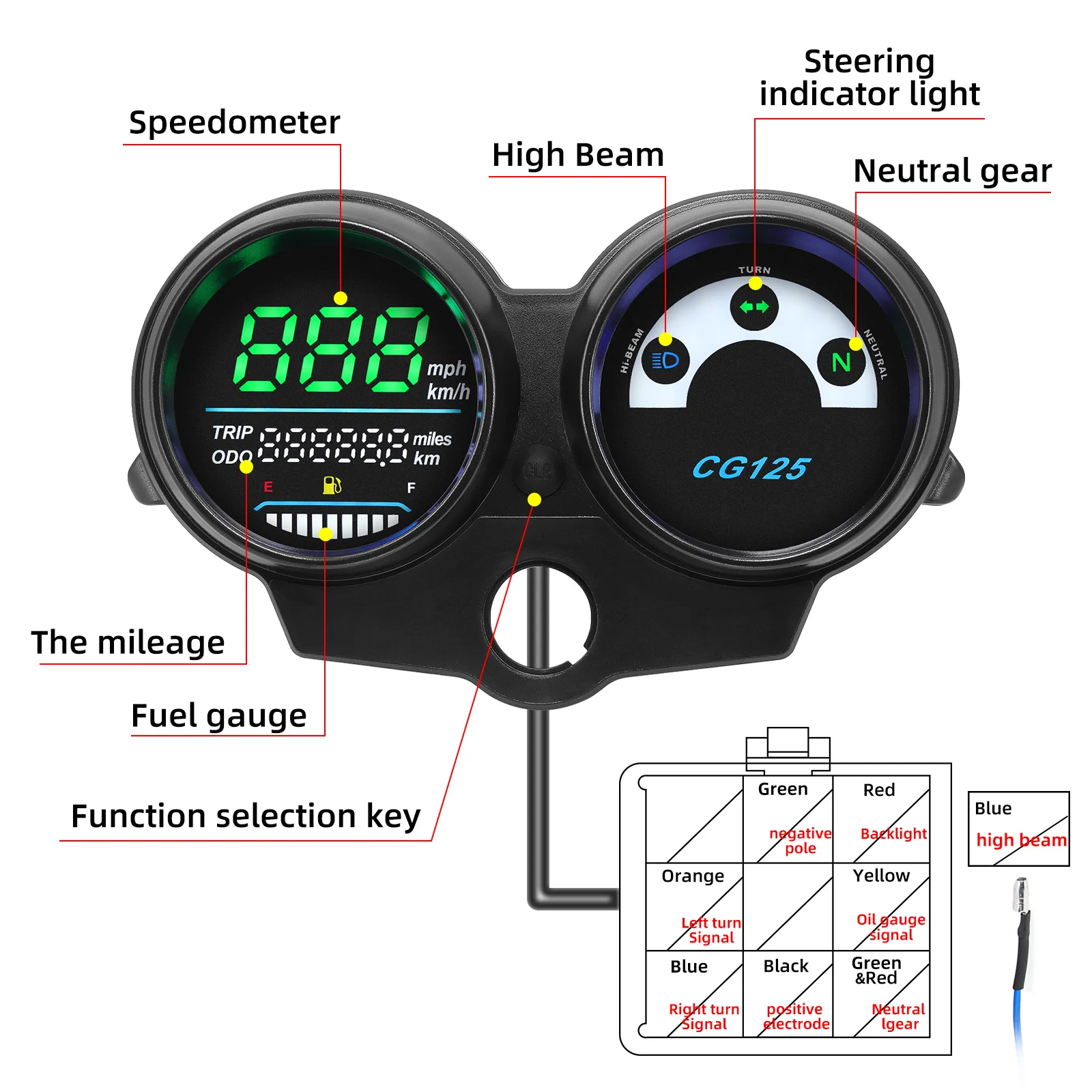 LED Digital Motorcycle Speedometer CG125 2000 to 2008 Fan 125 Titan 125 2013 Dashboad Brazil For Honda Motorcycle Digital Panel