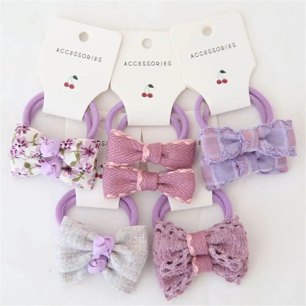 10pcs Luxury Accessories Small  Ball Gum Flower Headdress Elastic Rubber Band Hair Ties Bowknot Hair Rope