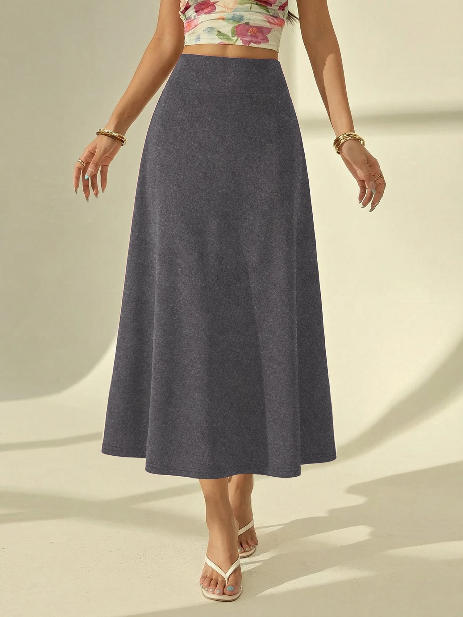 Mild Season Versatile Maxi Skirt, Soft Drape Silhouette, Island Holiday & Park Leisure Outfit