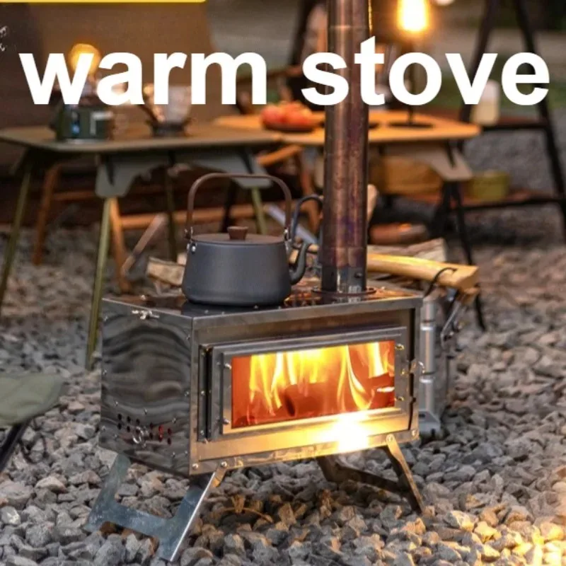 Foldable Large Capacity Wood-burning Stove Stainless Steel Heat Resisting Stove Outdoor Multifunctional Camp Cooking Supplies