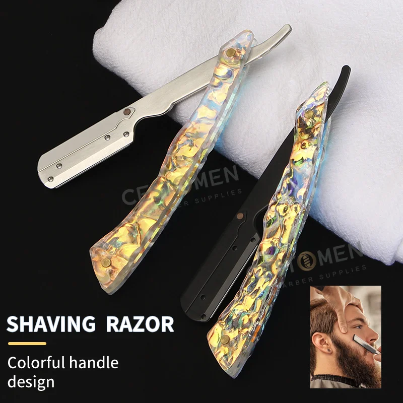 

Professional Multicolour Men Straight Barber Edge Razors Blades Hair Shaving Tools Safety Folding Knife Gift Hairdresser Haircut