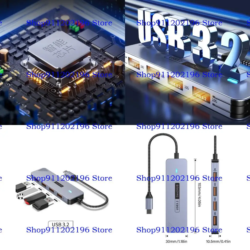 

P82A 4PORT USB C HUBS Aluminum USB3.2 Expander 10 Гбит / с.
