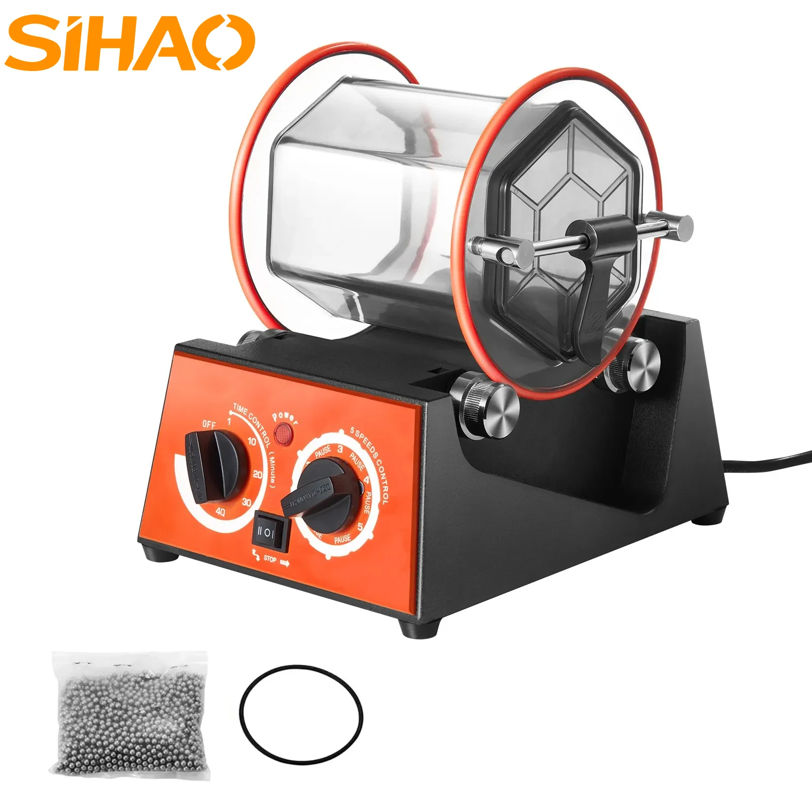 SIHAO 220V Schmuckpoliermaschine, Variable Geschwindigkeit 3500 U/min, Timer 0-60 Min, Oberflächenpolierer für Metall und Edelsteine
