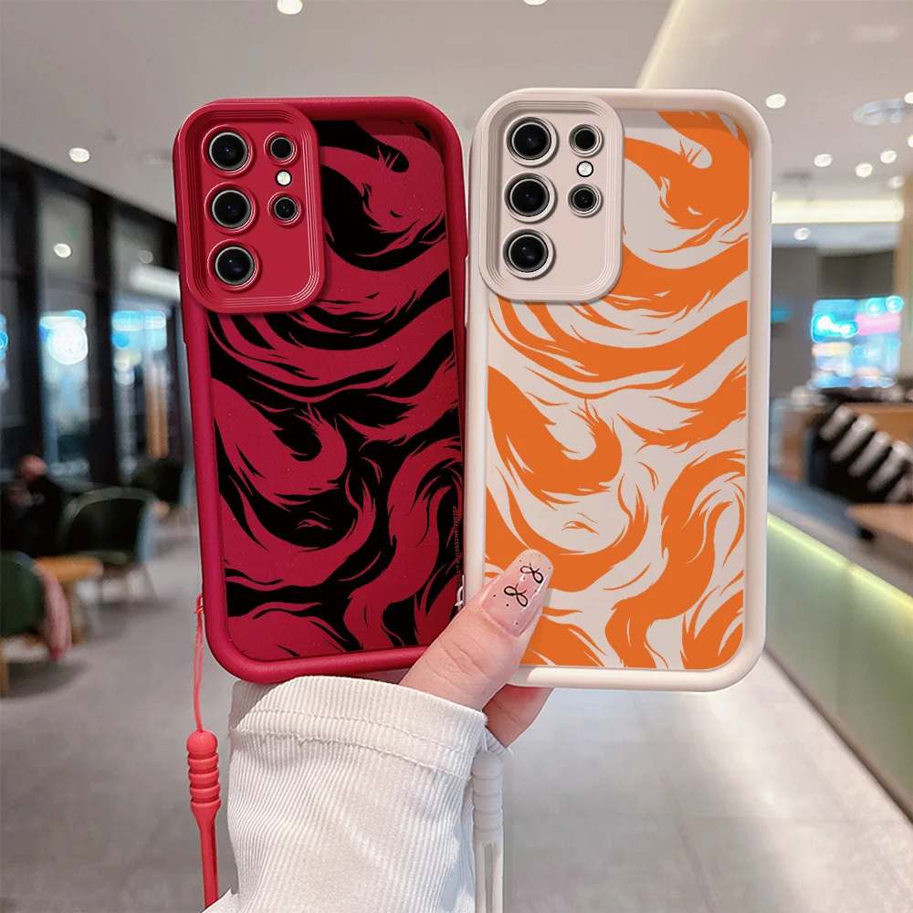 Anime Nine-Tailed Fox N-Narutoes Phone Case for Samsung S24 S23 S22 S21 S20 Note 20 FE Plus Ultra 5G Soft Cover With Hand Strap