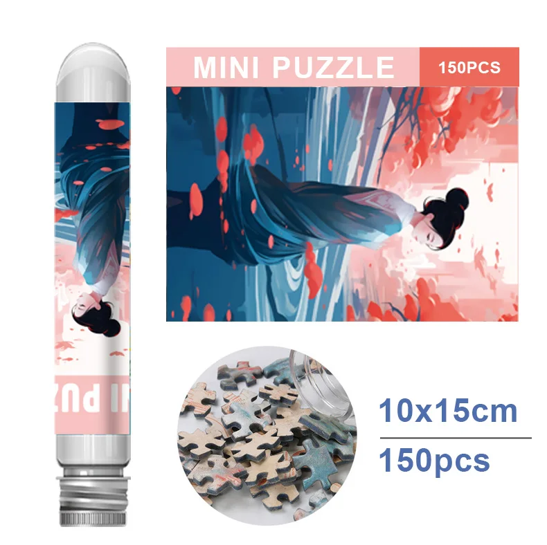 150PCS Mini Test Tube Blossom Fall Cartoons Difficult Jigsaw Puzzle for Adult Decompression Toys Game Family Educational Toys