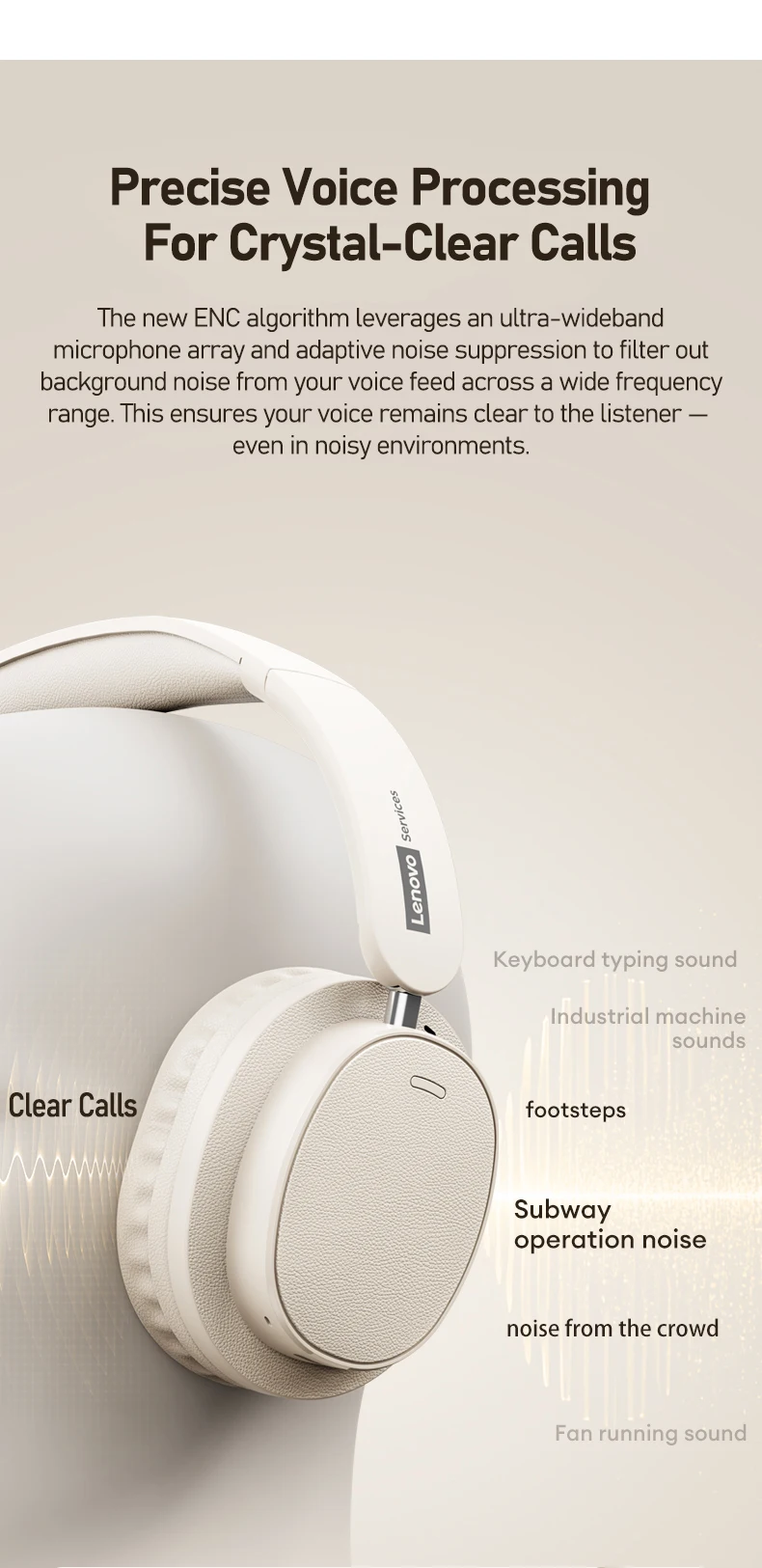 Lenovo LS105 Gaming Wireless Headphone with Mic 30H Over-Ear Headphones Bluetooth 6.0 Foldable HIFI Sound Sport Earphones Choice