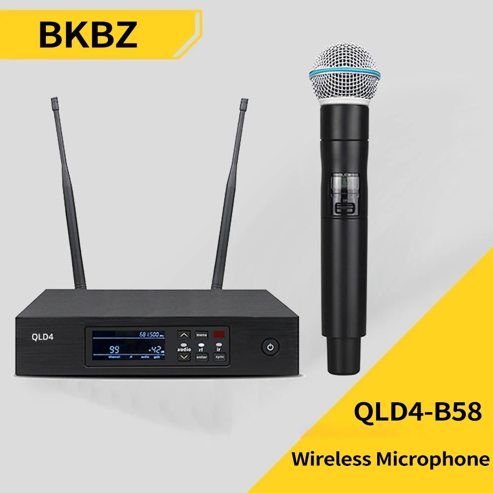 

BKBZ QLD4 B58 полный комплект UHF истинное разнообразие Беспроводная микрофонная система для караоке сцены представлений микрофон беспроводной профессиональный