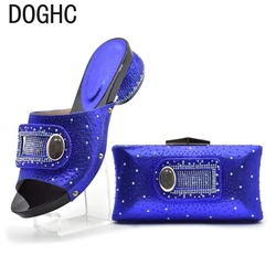 New Italian Shoes and Bags Matching Set Shoes for Women 2024 Designer Luxury Round Heel Africa Shoe and Bags Set for Party