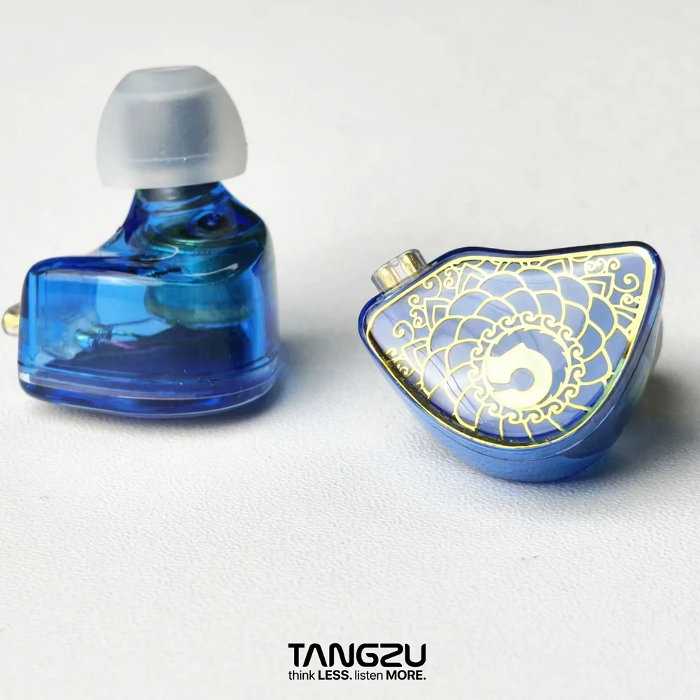 TANGZU Wan er SG Blue Edition 10mm PET Dynamic Driver HIFI IEM Earphone with Mic Oxygen-free copper silver-plated Cable