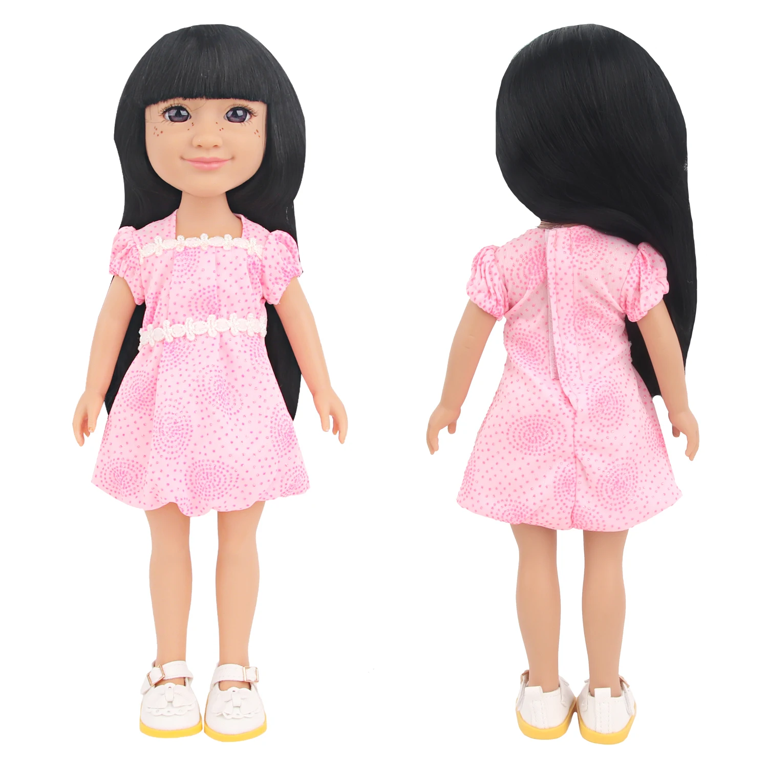 Cute 14" American Doll Clothes 4 Styles Pink Purple Princess Outfits + 3 Pairs 5CM Bow Shoes For 30-35cm Girl Nancy Girl Dolls