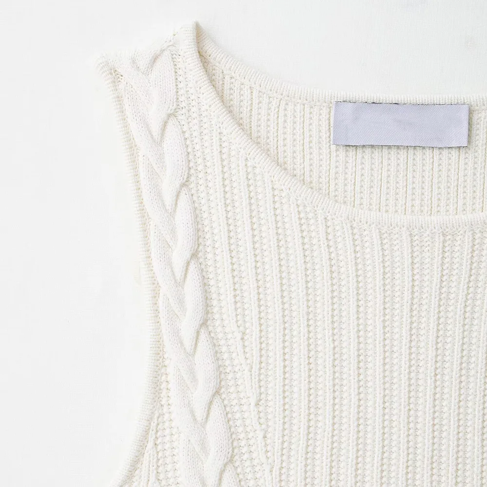 Transfronteiriça início do outono novo estilo europeu e americano feminino cortiça saia de malha estilo bainha colete superior