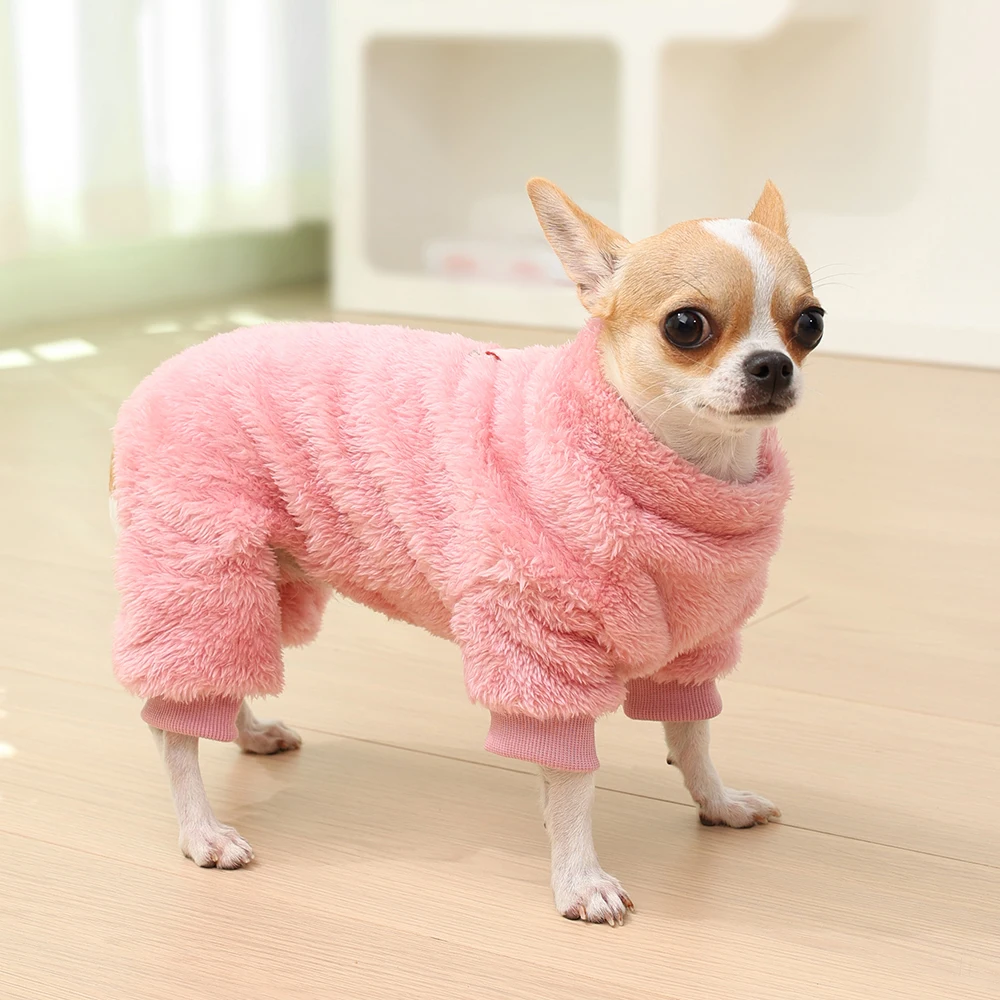 Weiche Fleece-Hundepyjamas, Kleidung, Herbst-Winter-Haustier-Overall für kleine und mittelgroße Hunde, Welpenpullover, warme Chihuahua-Mops-Einteiler-Outfits – Detail 11