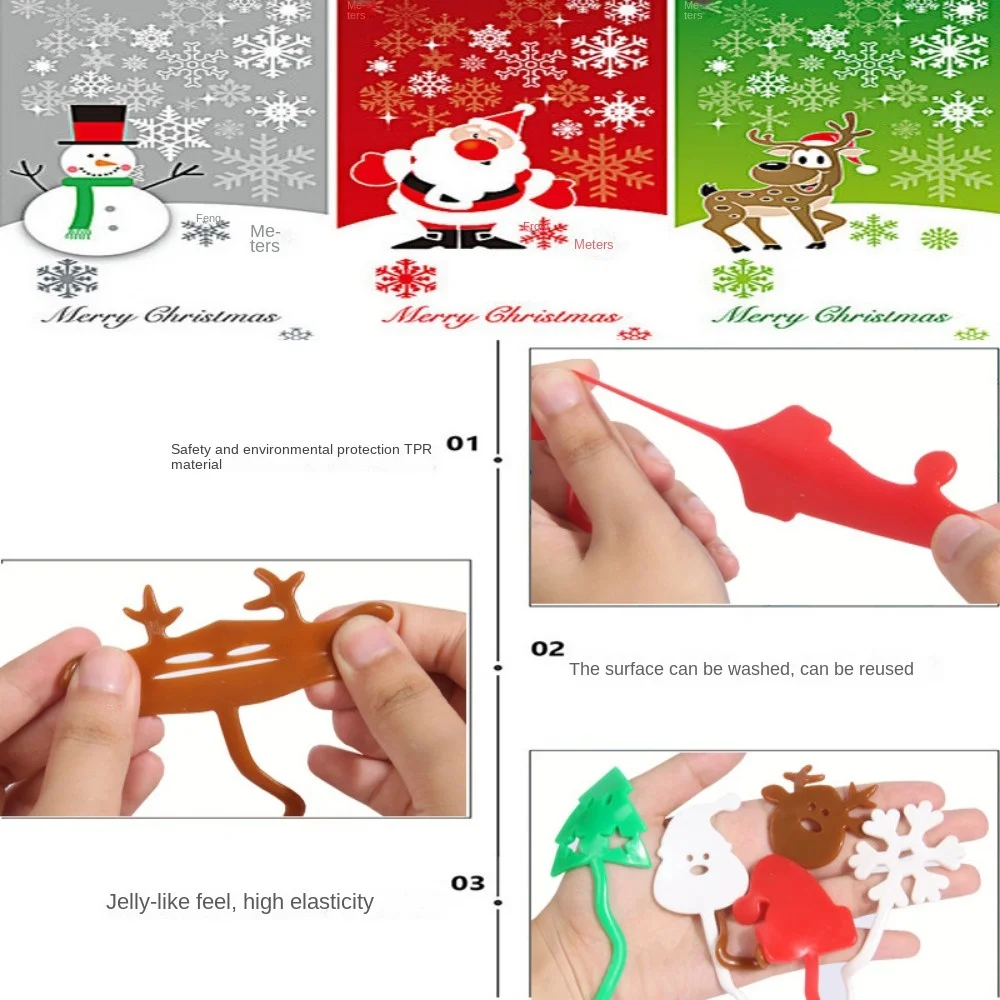 12/24/36 Pcs Soft Adhesive Santa Reindeer Sticky Palms Kids Birthday Christmas Carnival Party Gift Decoration Kindergarten Gifts