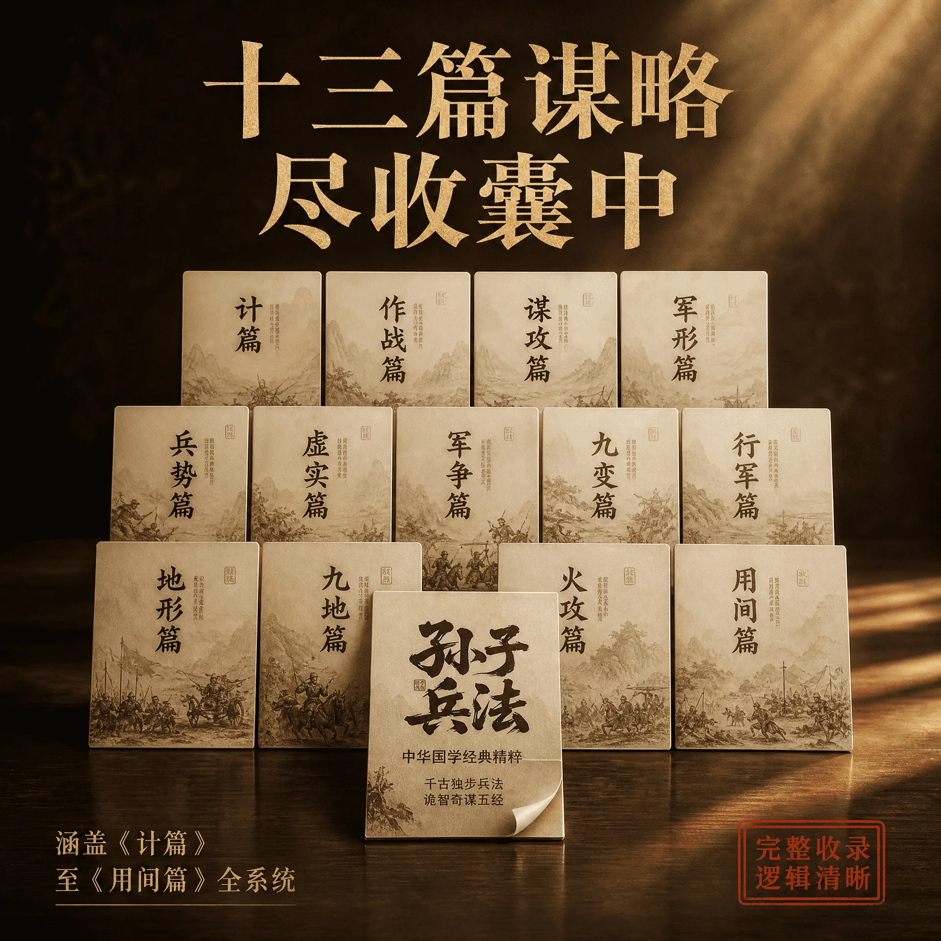 55PCS Sun Tzu's Art of War Collector Knowledge Cards Chinese Classic Literature Learn Strategic Thinking Perfect Gift Choice