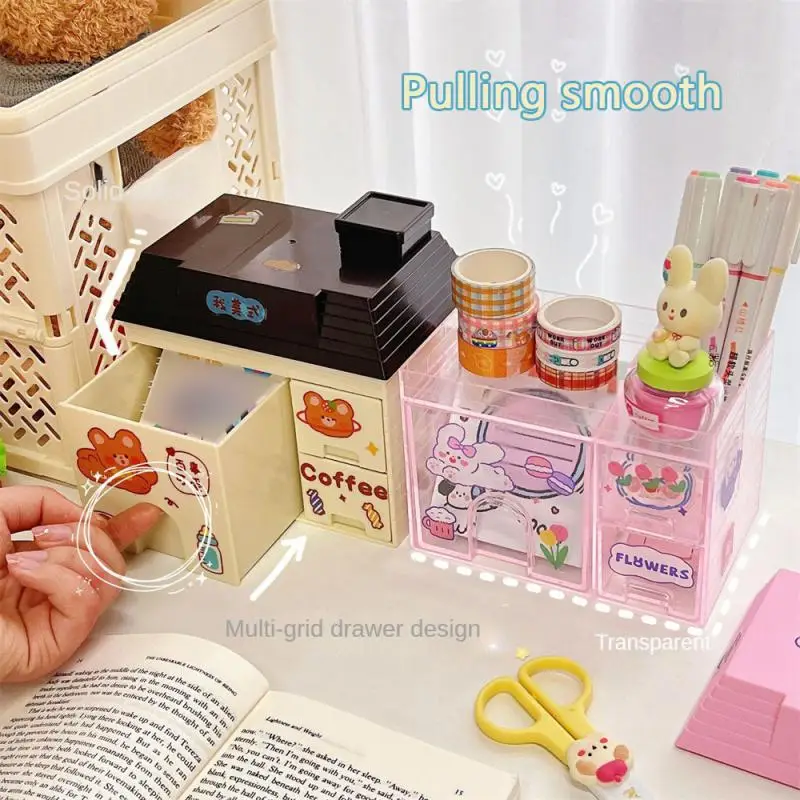 Creative Small House Desktop Organizador Box Girl Dormitory Stationery Cosmetics Jewelry Nail Polish Sundries Drawer Storage Box