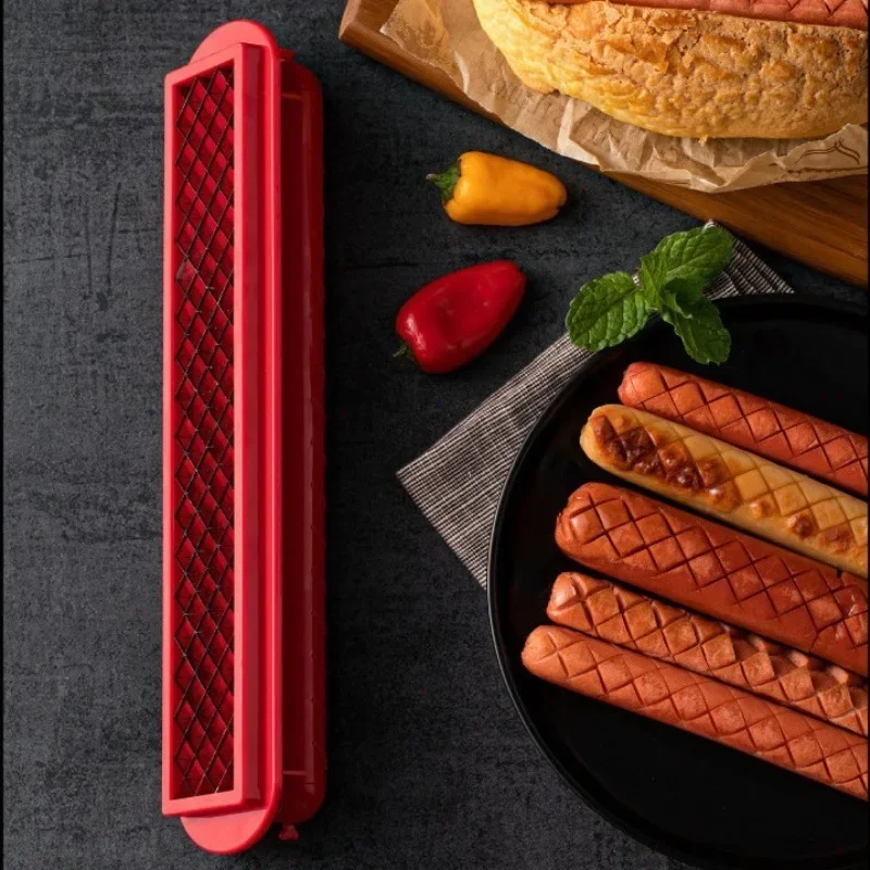 Hot Dog Criss-Cross Slots Slicer Precision Mesh Slicer Sausage Segmentation Tool Kitchen Utensils Sausage Hot Dog Ham Cutter