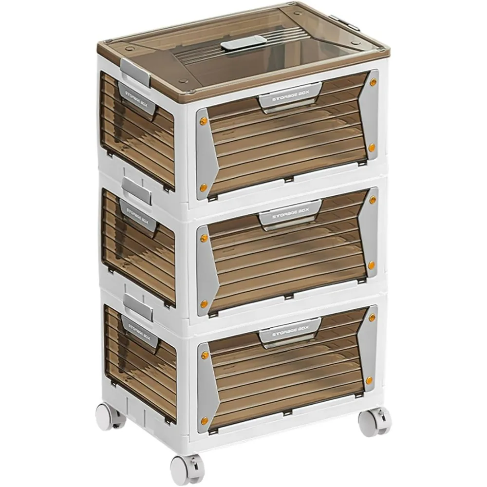 

Plastic Storage Bins,Stackable Storage Organizer With Wheels,Storages Containers with Lids,Collapsible Storages Box