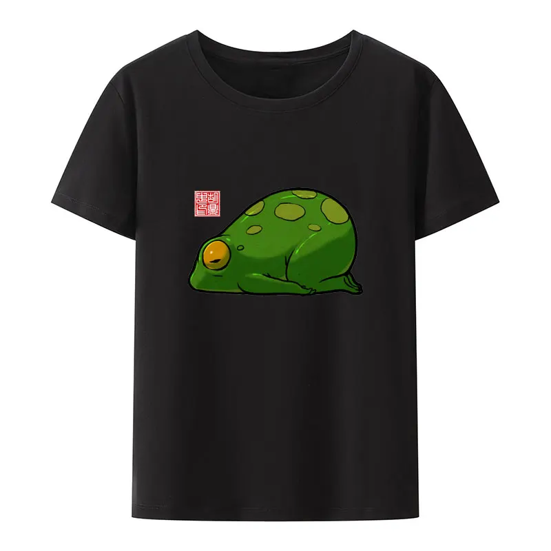 Cute Yoga Frog Child's Pose Mood Print T Shirt Summer Clothes for Women Clothing Breathabl Punk Harajuku Leisure Loose Comics