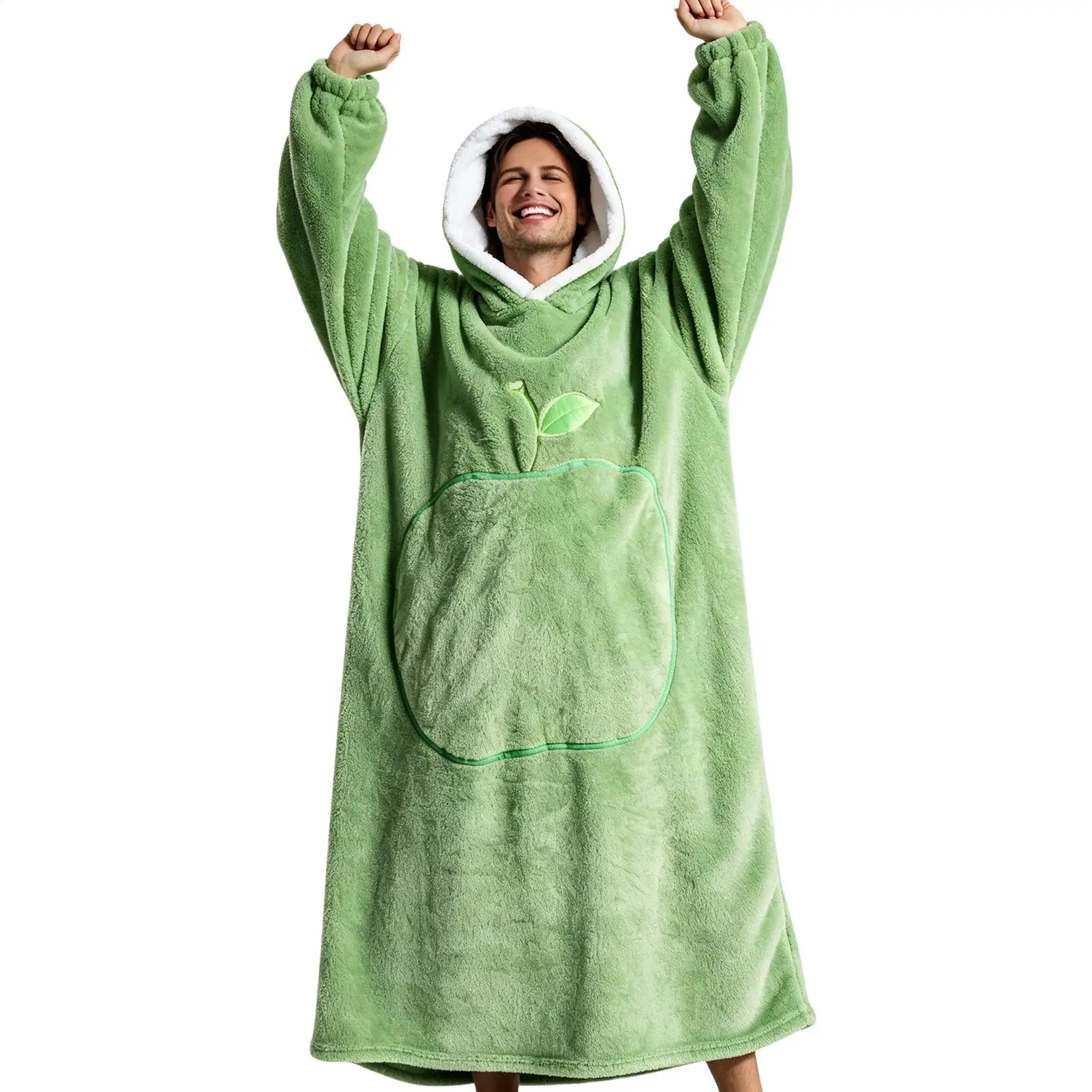 Oversized Hoodie Blanket Fleece Warm Pullover With Pocket Winter Wearable Blanket Hoodie For Camping Trip Party Dog Walking