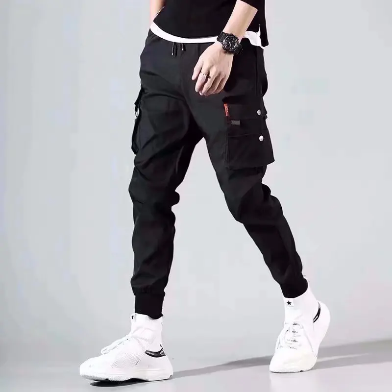 

New summer loose multi pocket jogging pants for men with street style waist drawstring casual pants and work pants