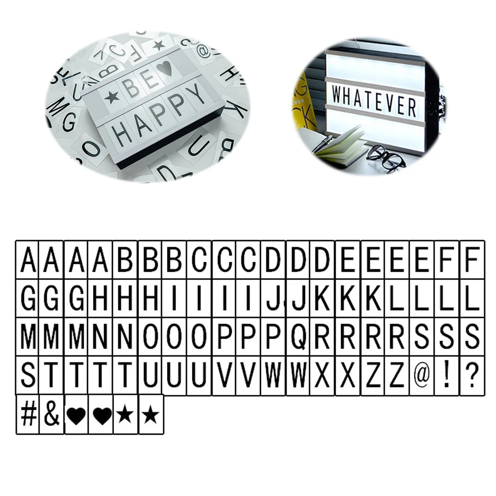 

170 pcs Led Light Box Accessories Cinema Sign Letters Symbols Black White Decorative Home Bedroom Kitchen Use Light Box Cards