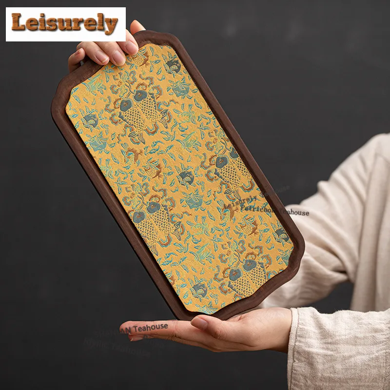 Koi Walnut Color Rectangular Tea Tray Japanese Cuisine Table Coffee Storage Board Trays Provide For Hospitality Dishes For Gift