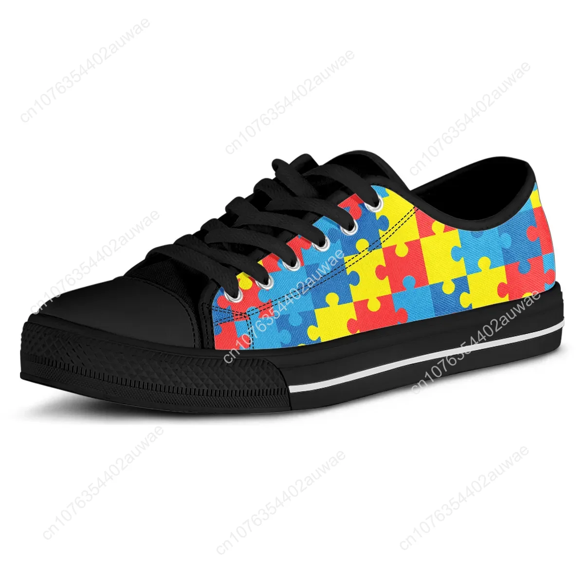 Autism Awareness Sneakers Shoes Women Flats Shoes Unisex Classic Low Top Canvas Shoes Female Puzzle Tenis Feminino