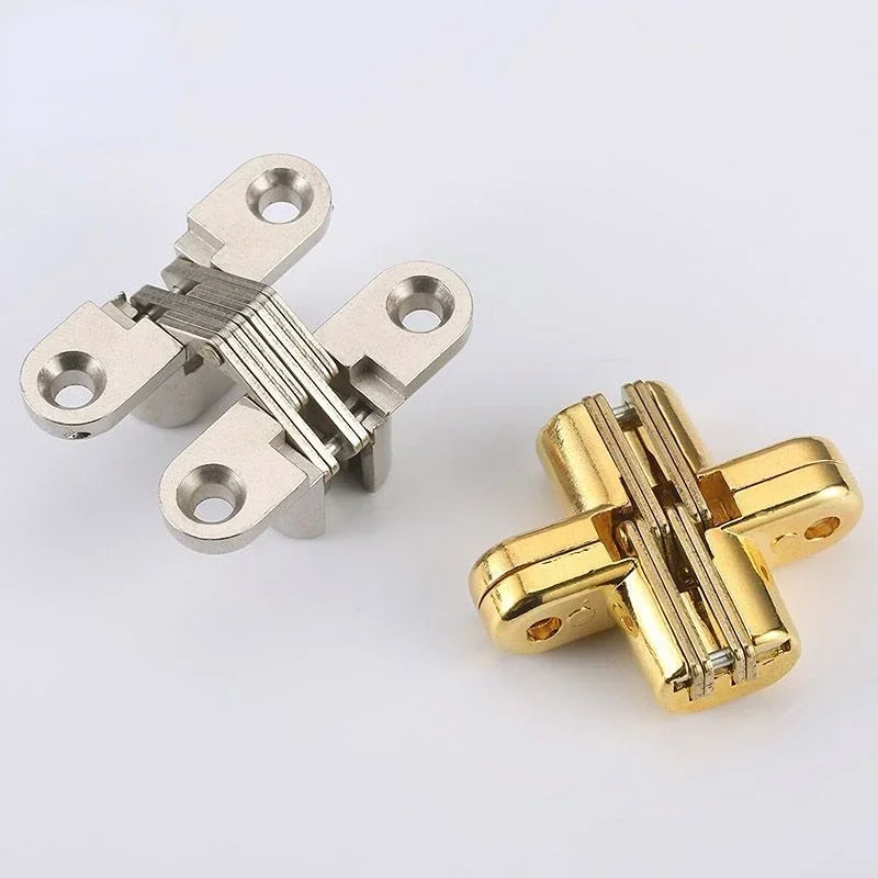 1PCS Hidden Hinges 8x42MM Invisible Concealed Cross Door Hinge Bearing 180D with Screw for Folding Door/Window Furniture DIY