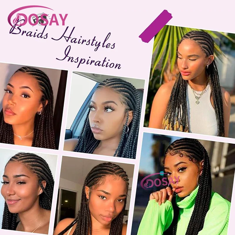 Synthetic Cornrow Box Braid Wig Full Lace Front Braided Wigs for Black Women Middle Part Braid Lace Wigs with Baby Hair 36 Inch