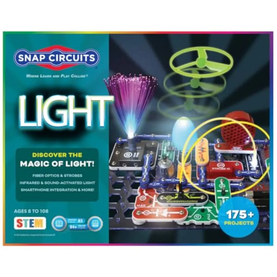

Light Electronics Exploration Kit for STEM learning 55+ parts in assorted colors Full-color project manual Over 175 hands-on pr