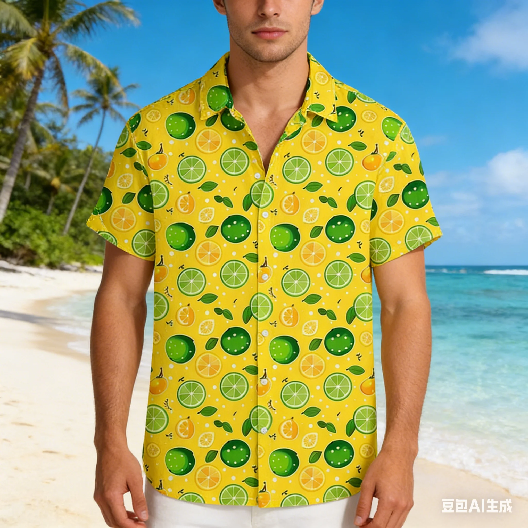 

New Men Hawaiian Shirt Fashion Fruit Lemon Graphic 2026 Spring Summer Lapel Aloha Shirts Street Short Sleeve Y2k Vacation Shirt