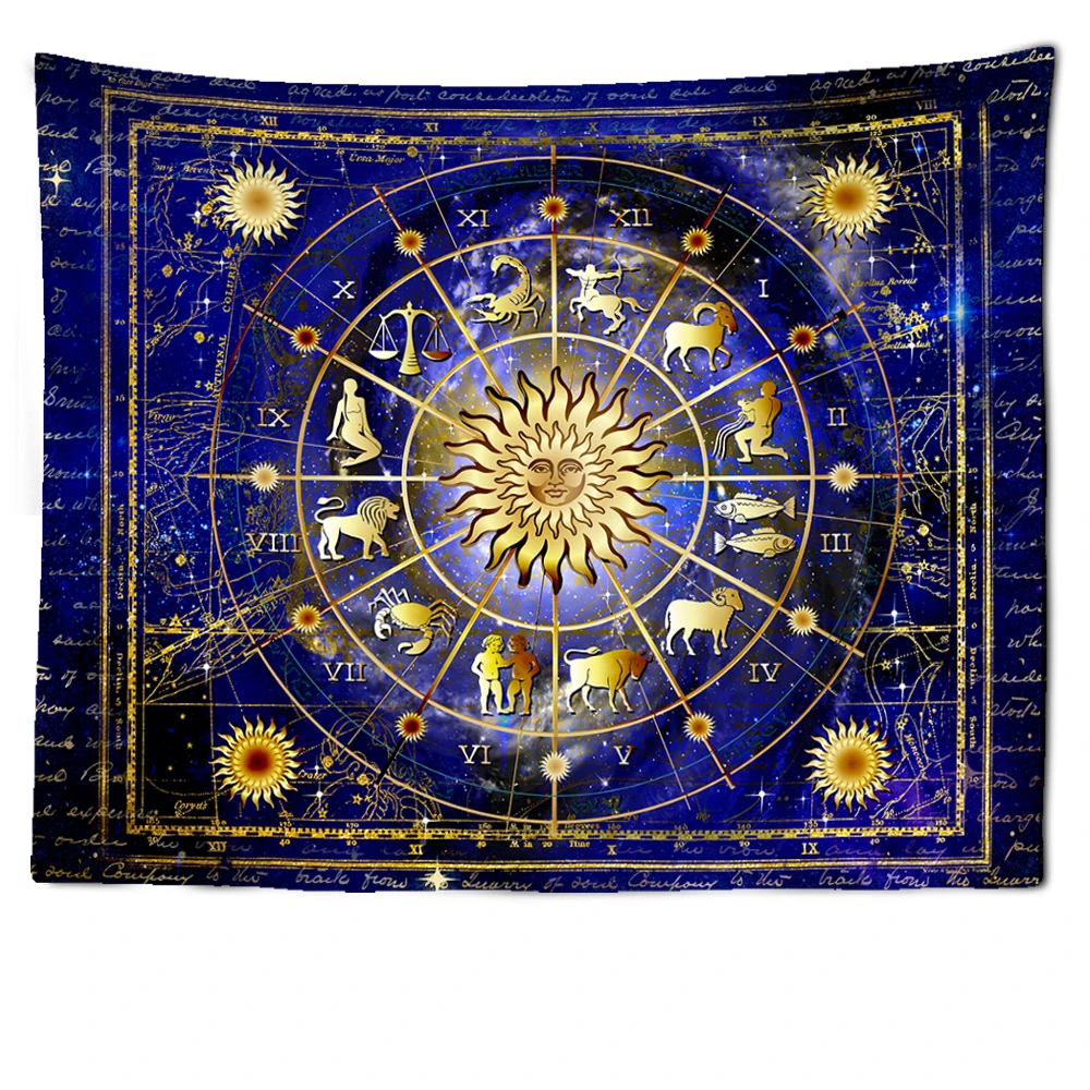 Tapestry Wall Hanging Tapestry Custom Golden Sun Star Symbol Magic Array Tapestry Wall Hanging Bohemian Hippie Planet