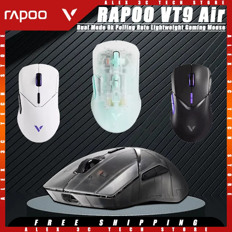 

RAPOO VT9 Air Gaming Mouse Dual Mode Wireless Paw3398 Sensor Lightweight 8k Polling Rate Customized Gaming Mouse Pc Accessories