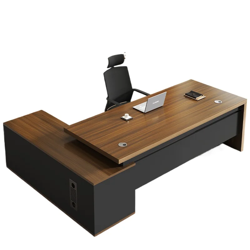Modern luxury executive desk L-shaped, expandable convertible and rotating features
