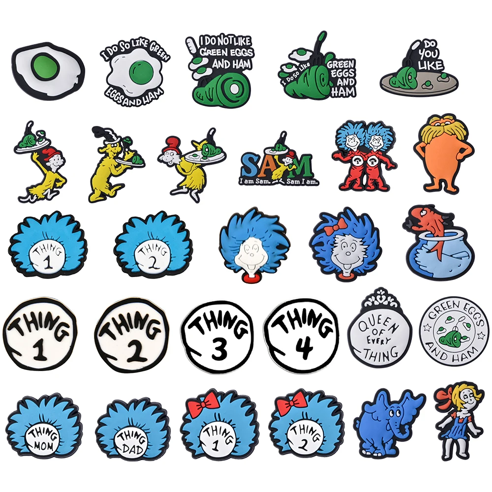 9-28PCS Blue Hair Figure fried egg Shoe Charm Mix Wholesale PVC Decor bag wristband Buckle Detachable Waterproof To Xmas Gift