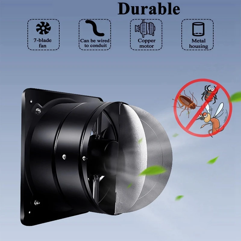 4Exhaust Fan Metal Iron Ventilation Extractor,Silence with Anti-Backflow Check Valve WindowWall Mount Vent Fans(US Plug) Retail