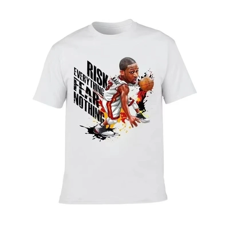 

Баскетбольная звезда Дуэйн Уэйд мультяшная футболка мужская хлопковая с круглым вырезом повседневная с коротким рукавом