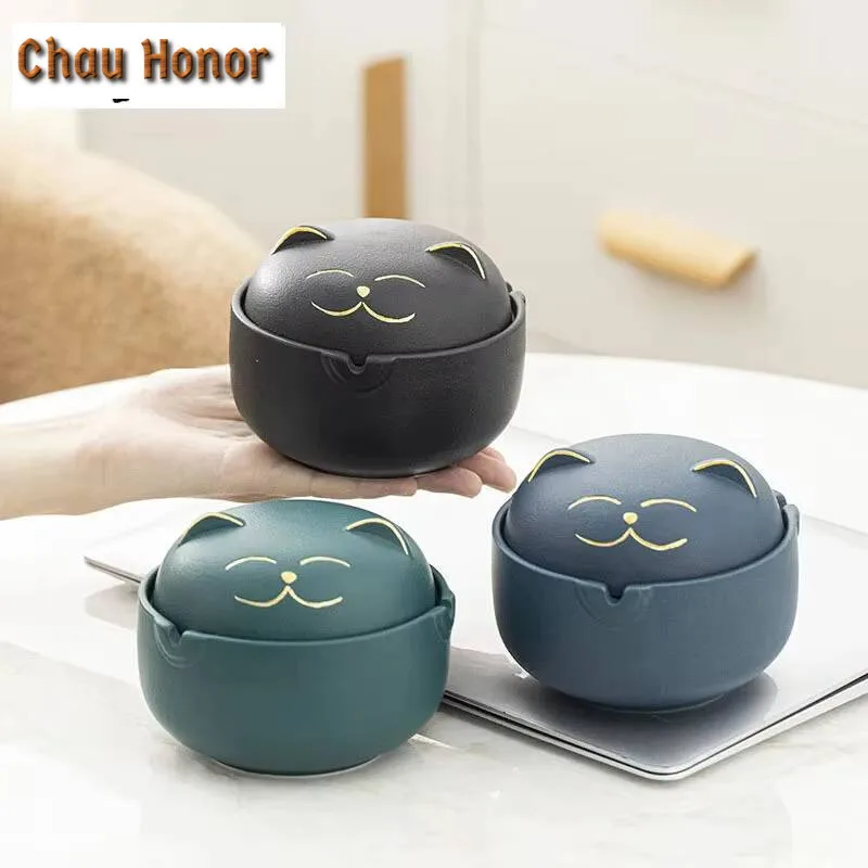 

Lucky Cat Ceramic Ashtray Aesthetic Tobacco Shop Tobacco Smoke Odor Removal Ash Tray Weed Smoking Tearoom Supplies Gift