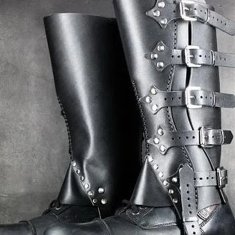 ไวกิ้งยุคกลาง Knight รองเท้ารองเท้าหนัง Larp Greaves ขา Shin Guards อัศวินนักรบเกราะ Boot Cover ชุดเครื่องมือ