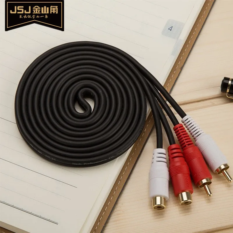 JSJ Jinshan Kok، كابل صوت مزدوج اللوتس، كابل تمديد نحاسي مزدوج RCA ذكر إلى أنثى خالي من الأكسجين AV كابل لوتس بأربعة رؤوس
