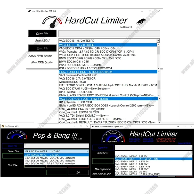 ECU Software 6 IN 1 PACKAGE HardCut Limiter Diesel + Petrol Engine UltraCuttr + Pop&Bang + HARDCUT VMAX + HotStartr + QLaunchr